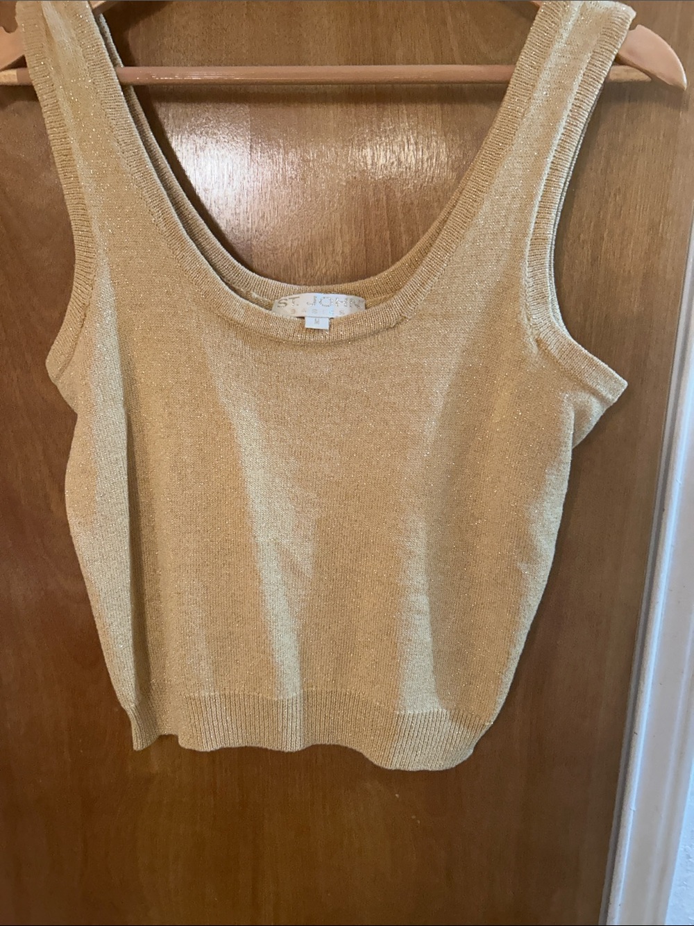 St John Sparkle Gold Knit Tank Top - Women. M